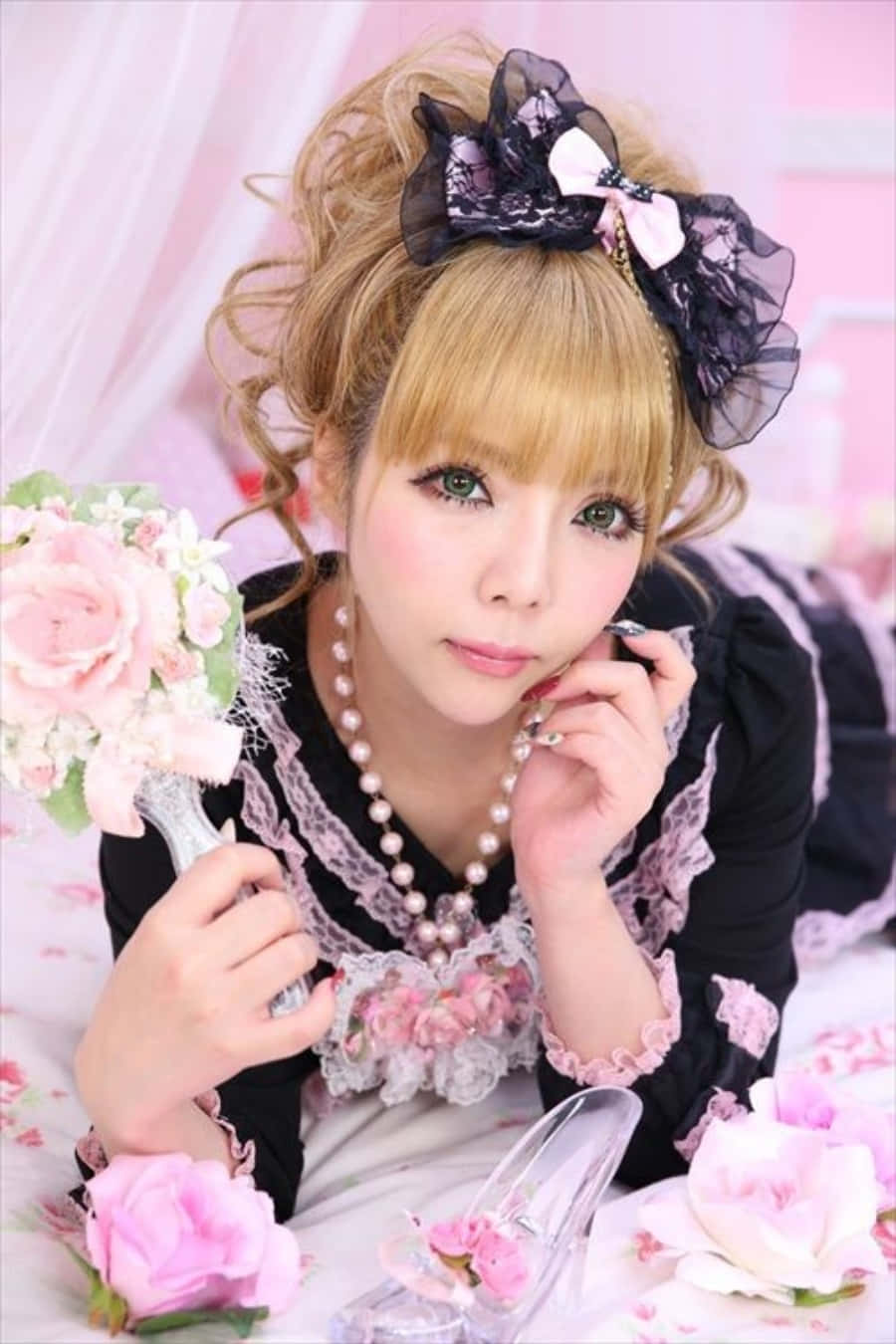 Stylish Gyaru Girl Posing For The Camera In Trendy Outfit Background