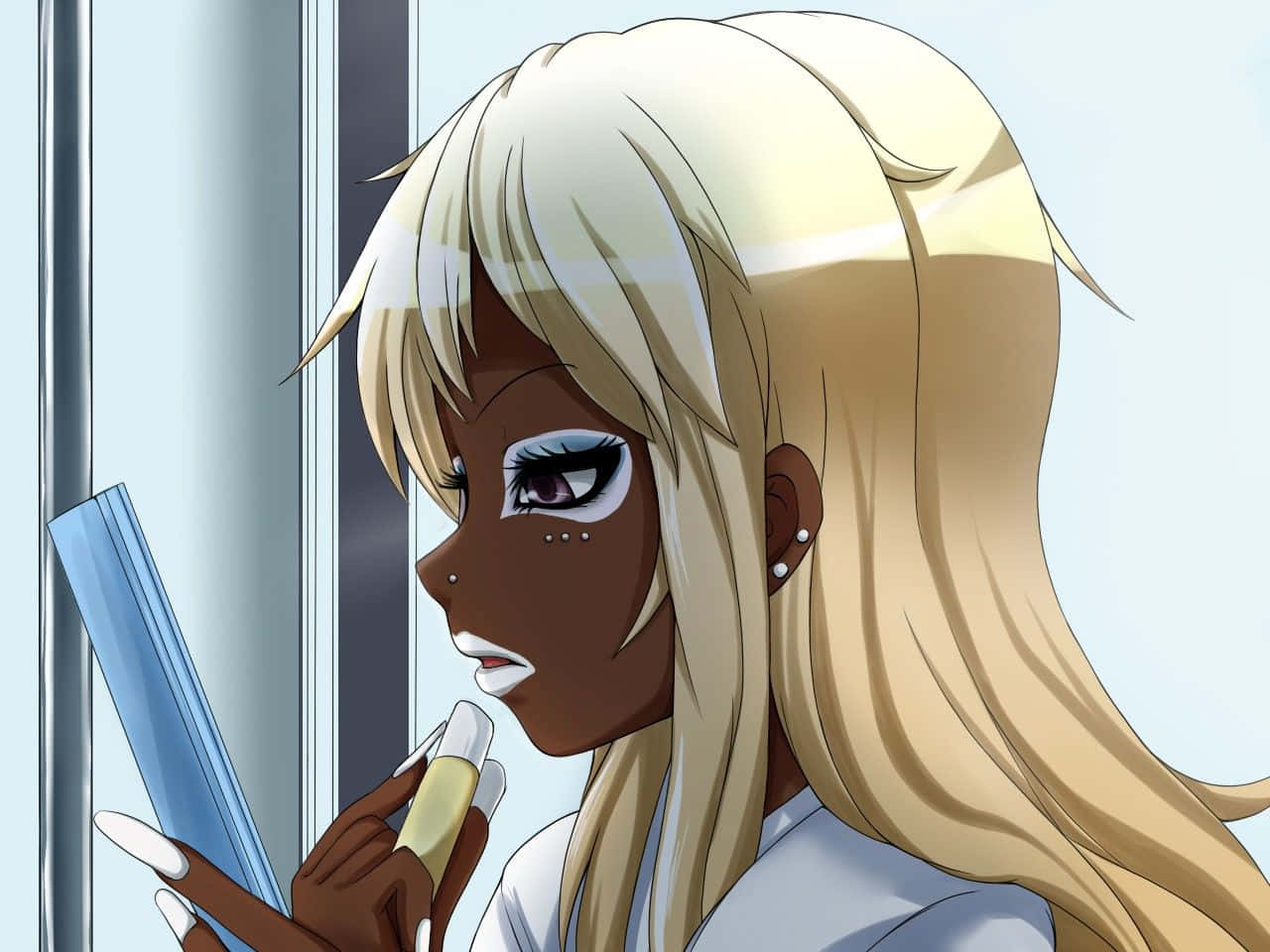 Stylish Gyaru Girl Posing In A Fashionable Outfit Background