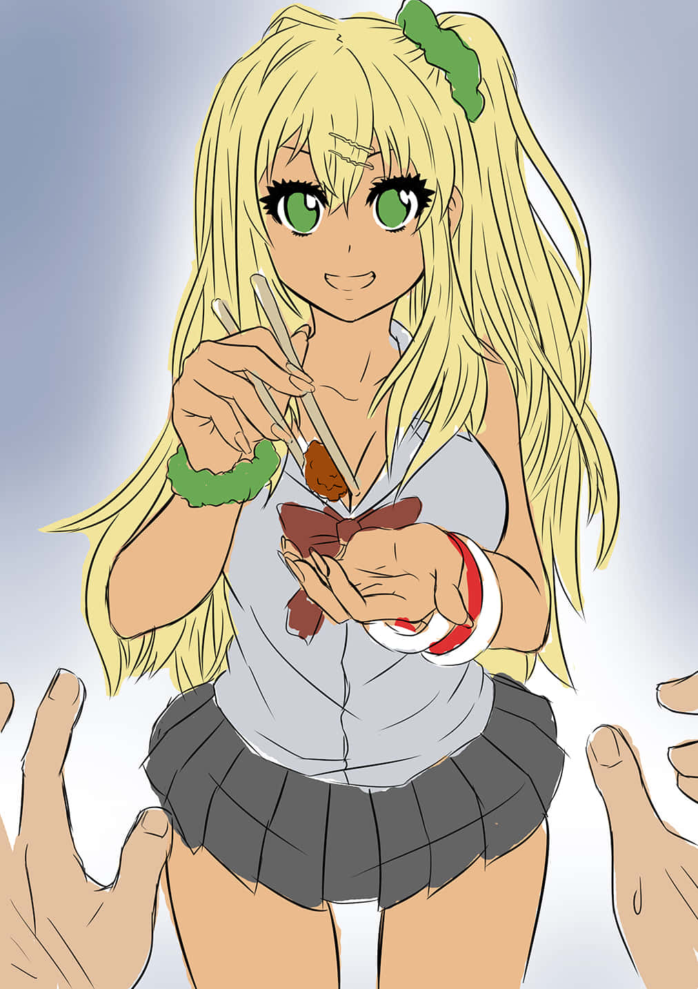 Stylish Gyaru Posing In Fashionable Outfit Background