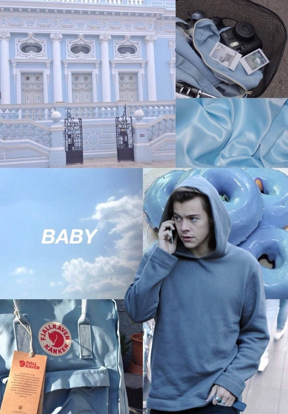 Stylish Harry Styles Aesthetic Blue Theme Background