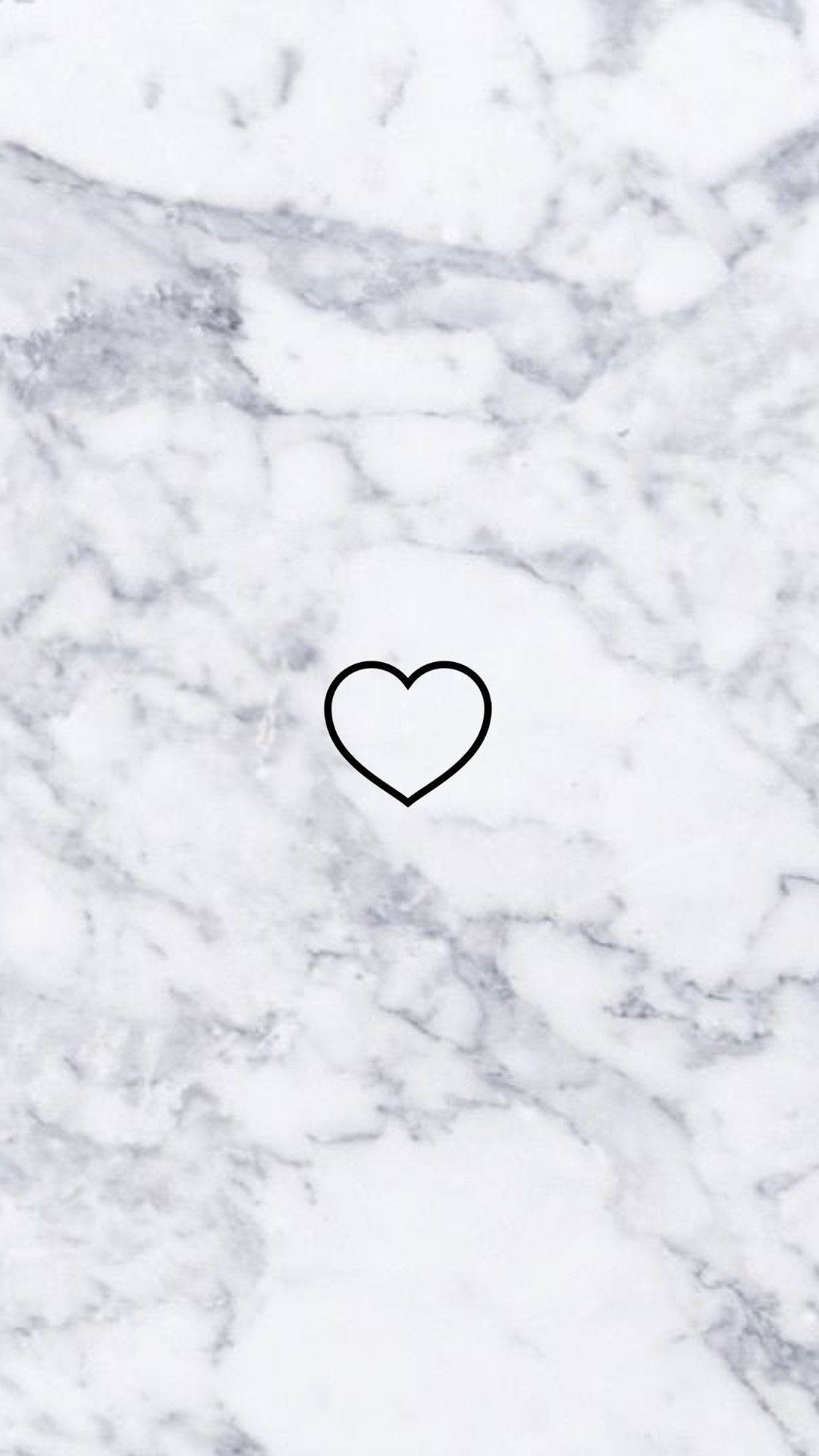 Stylish Hollow Heart Shape On Black And White Marble Iphone Background