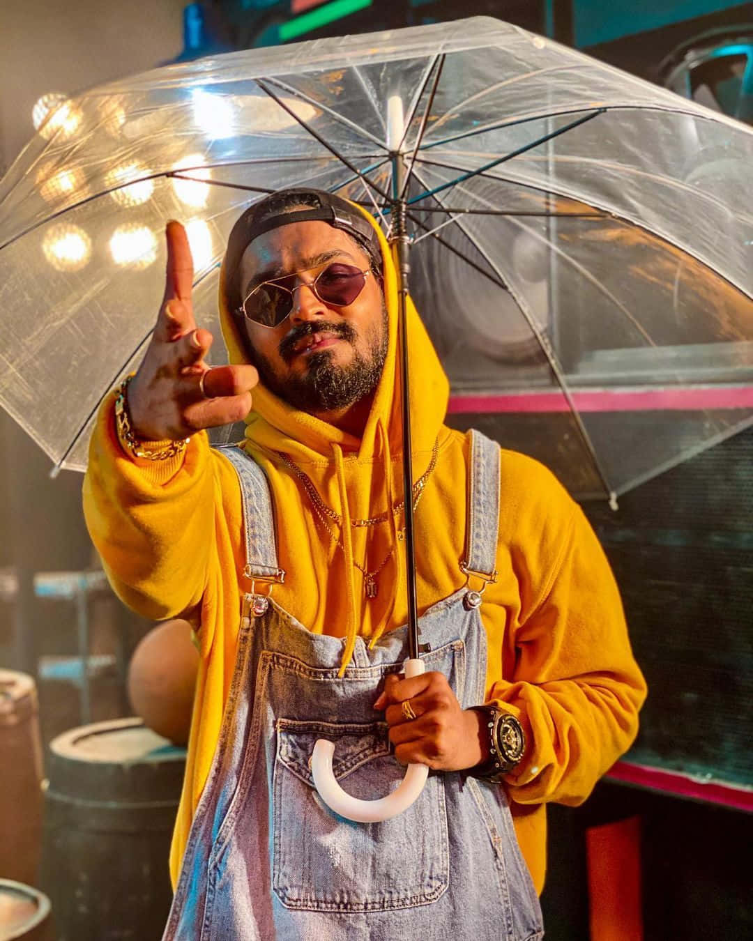 Stylish Man With Umbrella Background