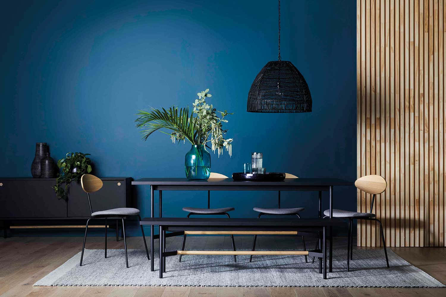 Stylish Pendant Light Illuminating Modern Minimalist Interior Background