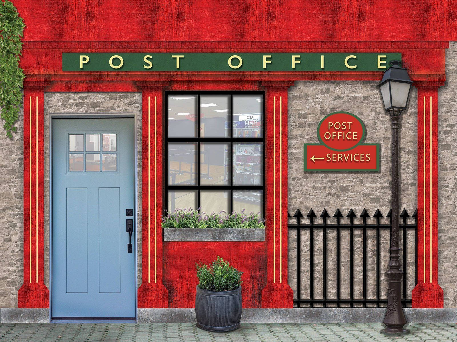 Stylish Red Post Office Background