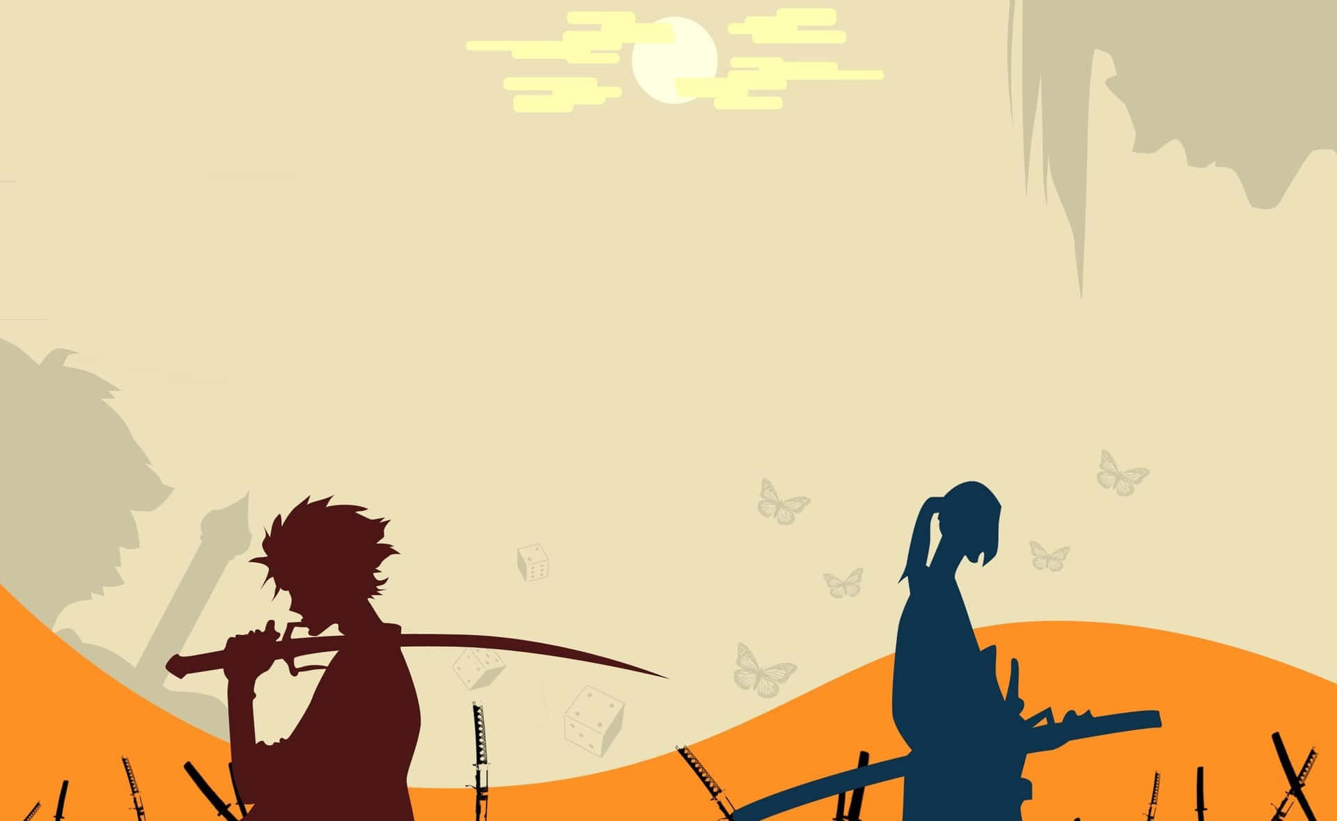 Stylized Anime Character With A Strong Yellow Color Palette Background
