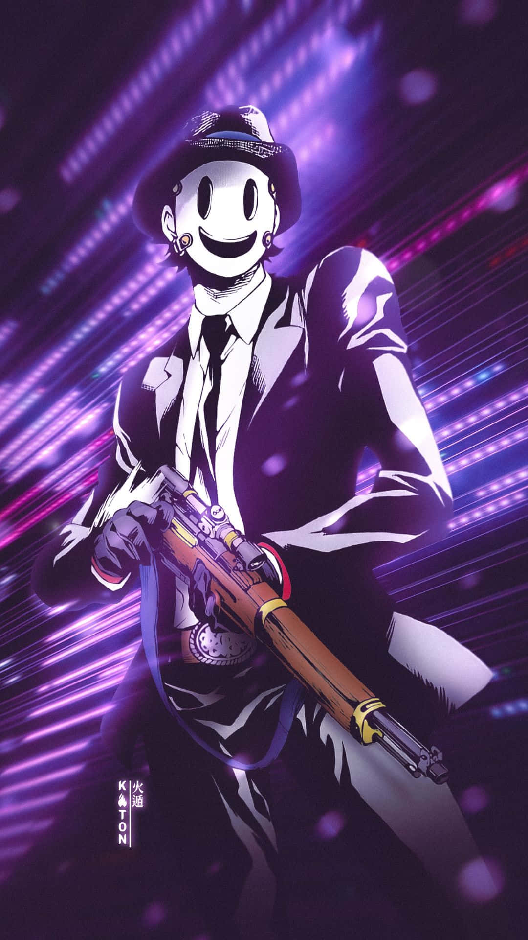 Stylized Anime Sniperwith Smile Mask Background