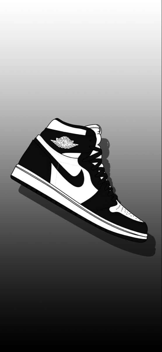 Stylized Black And White Nike Jordan Shoe