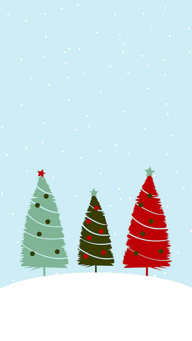 Stylized Christmas Trees Snowfalli Phone Wallpaper Background