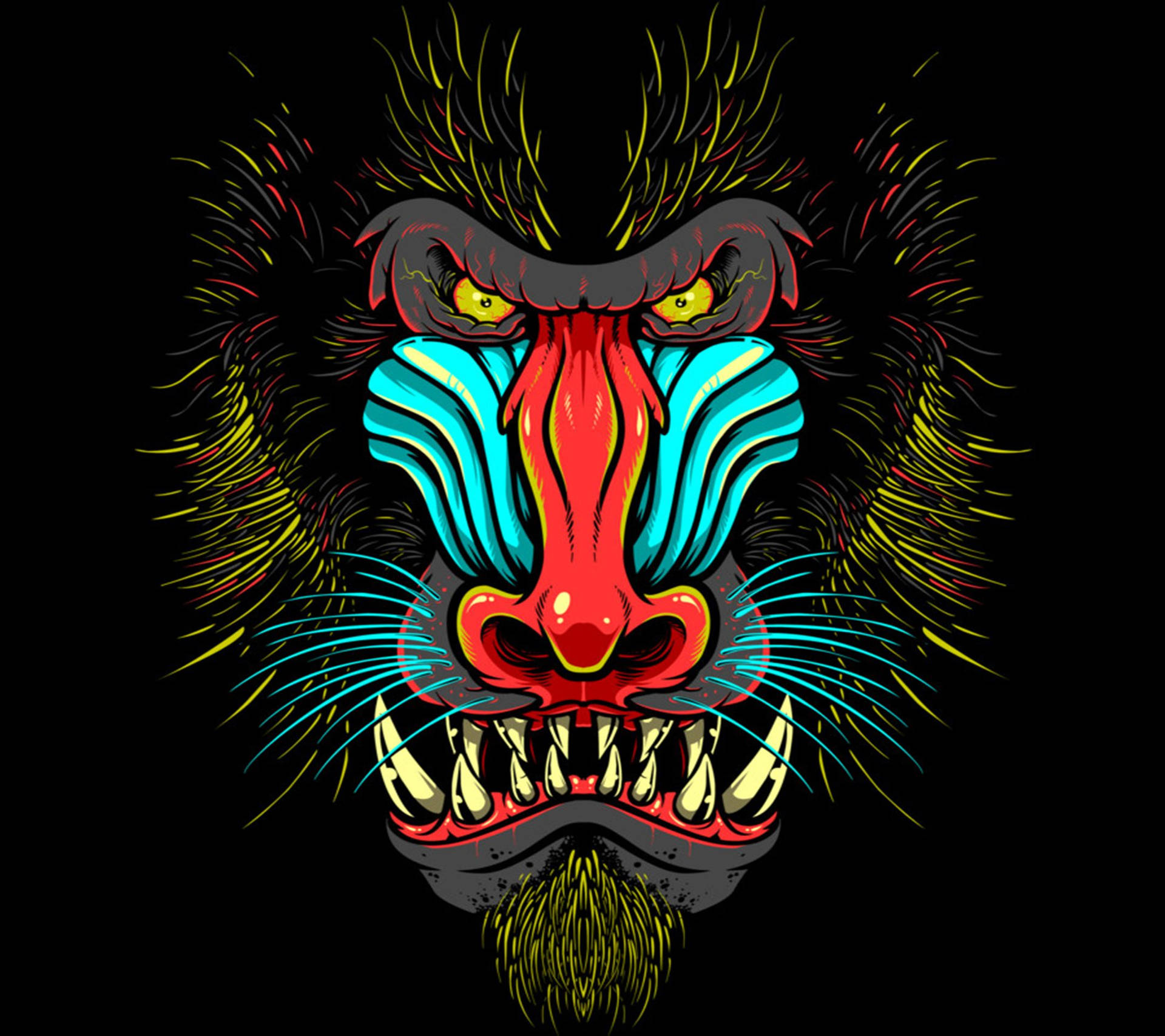 Stylized Colorful Gorilla's Head Illustration Background