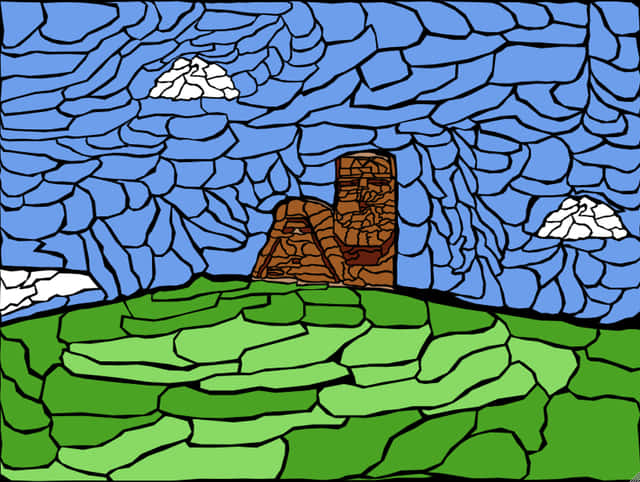 Stylized Mountain Monument Artwork