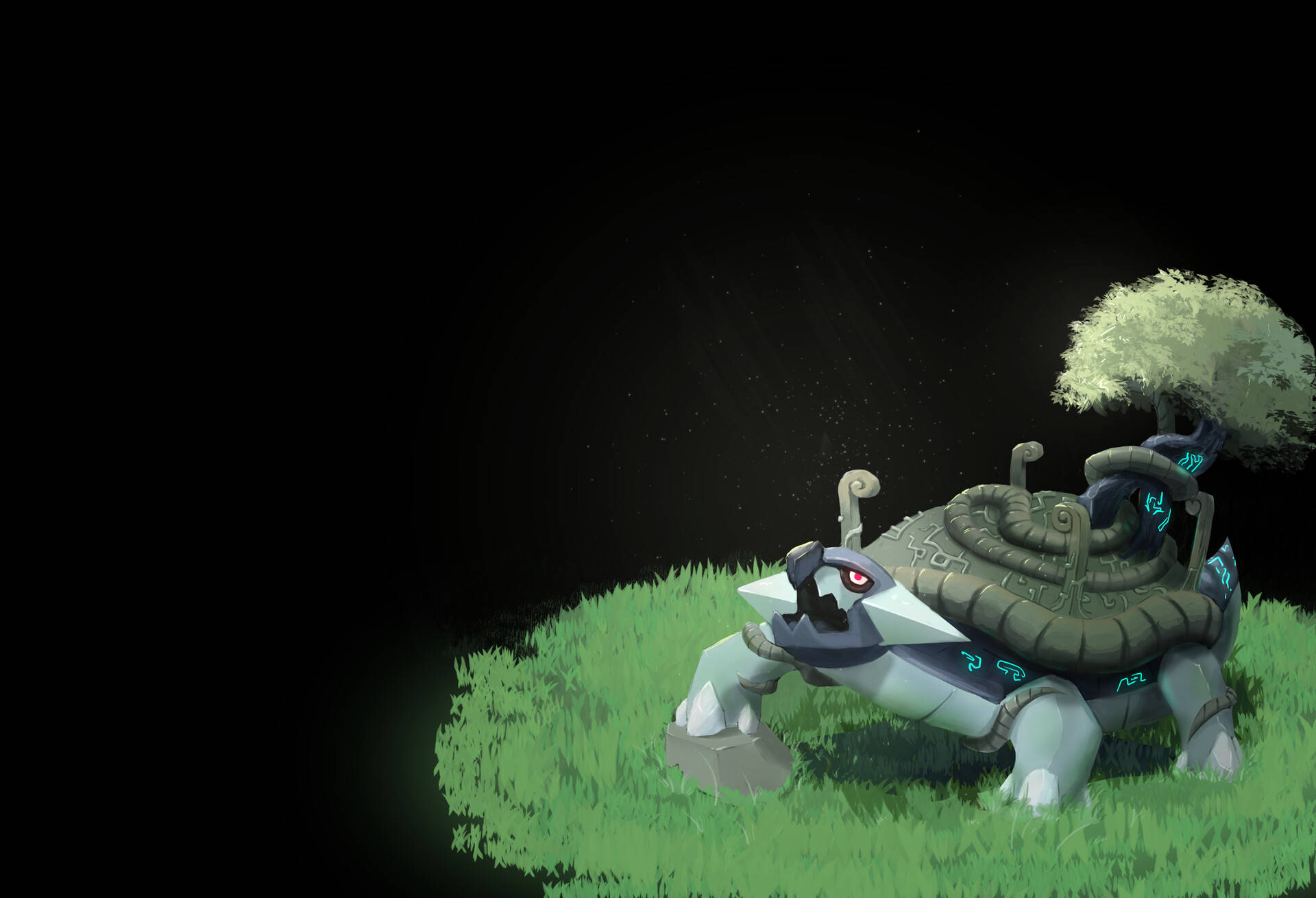 Stylized Torterra Standing On Grass Background