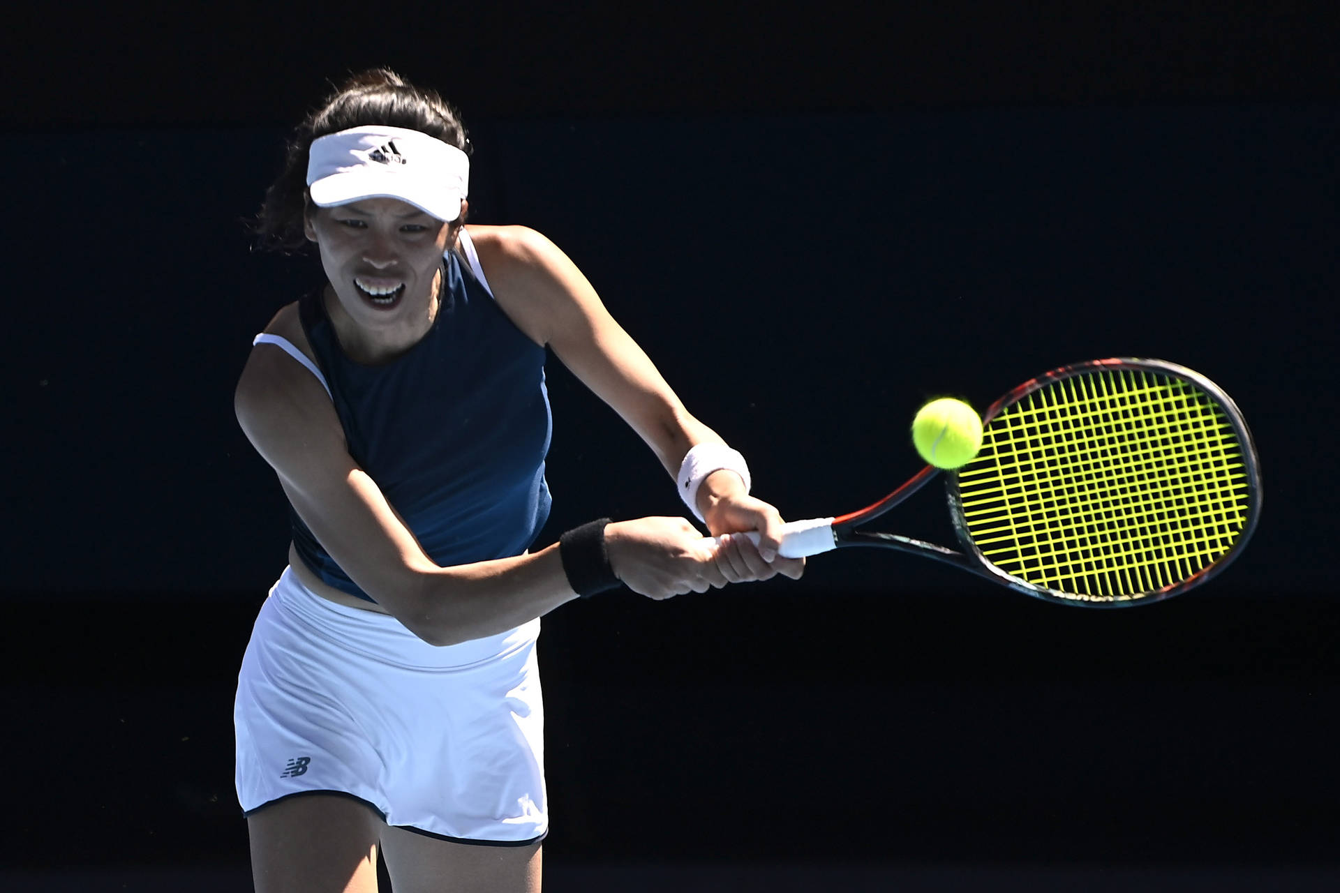 Su-wei Hsieh Hitting Tennis Ball Background