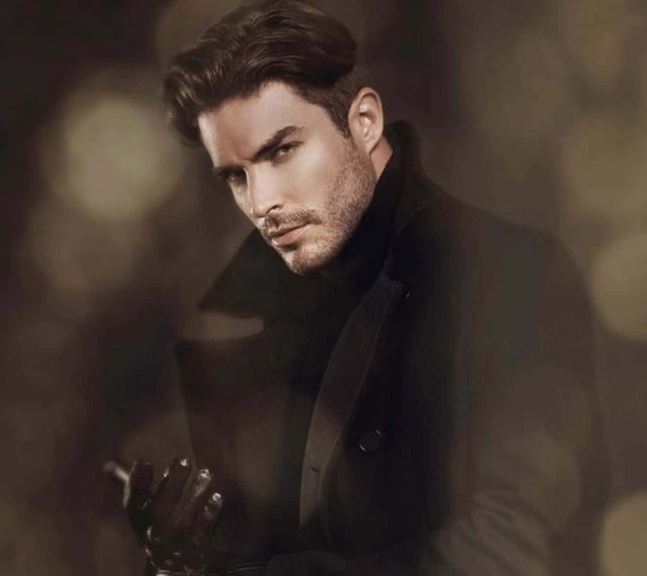 Suave Handsome Model In Black [wallpaper] Background