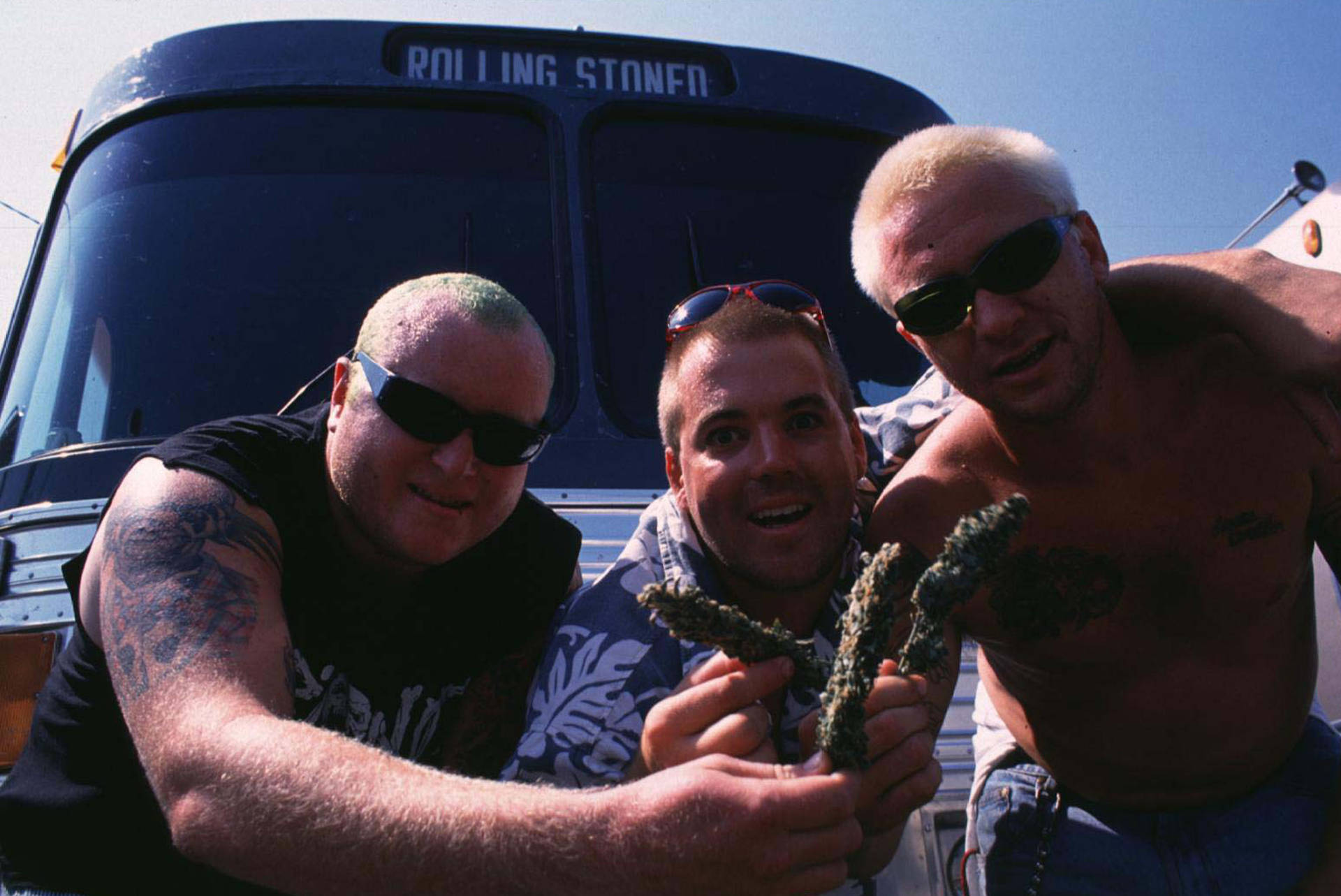 Sublime Members In Front Of Bus Background