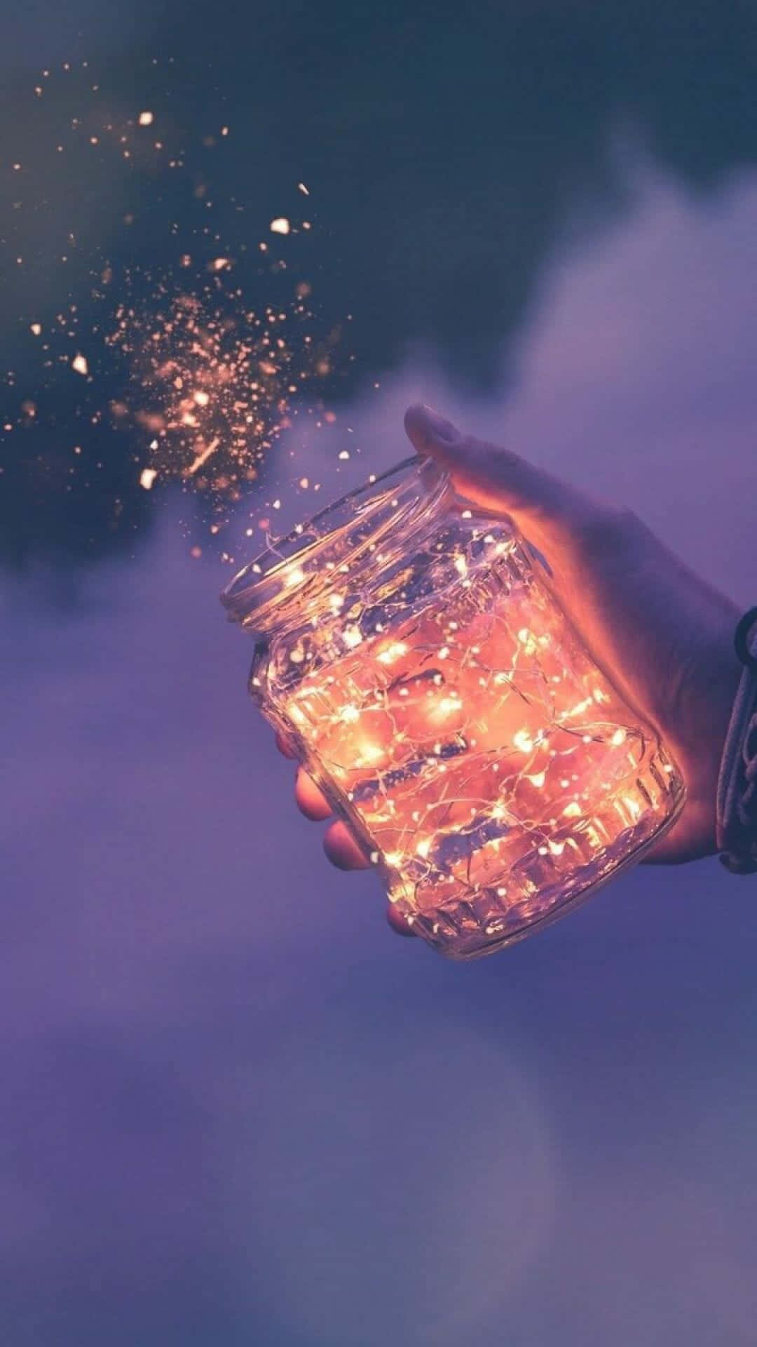 Subliminal Concept Through A Glittered Jar Background