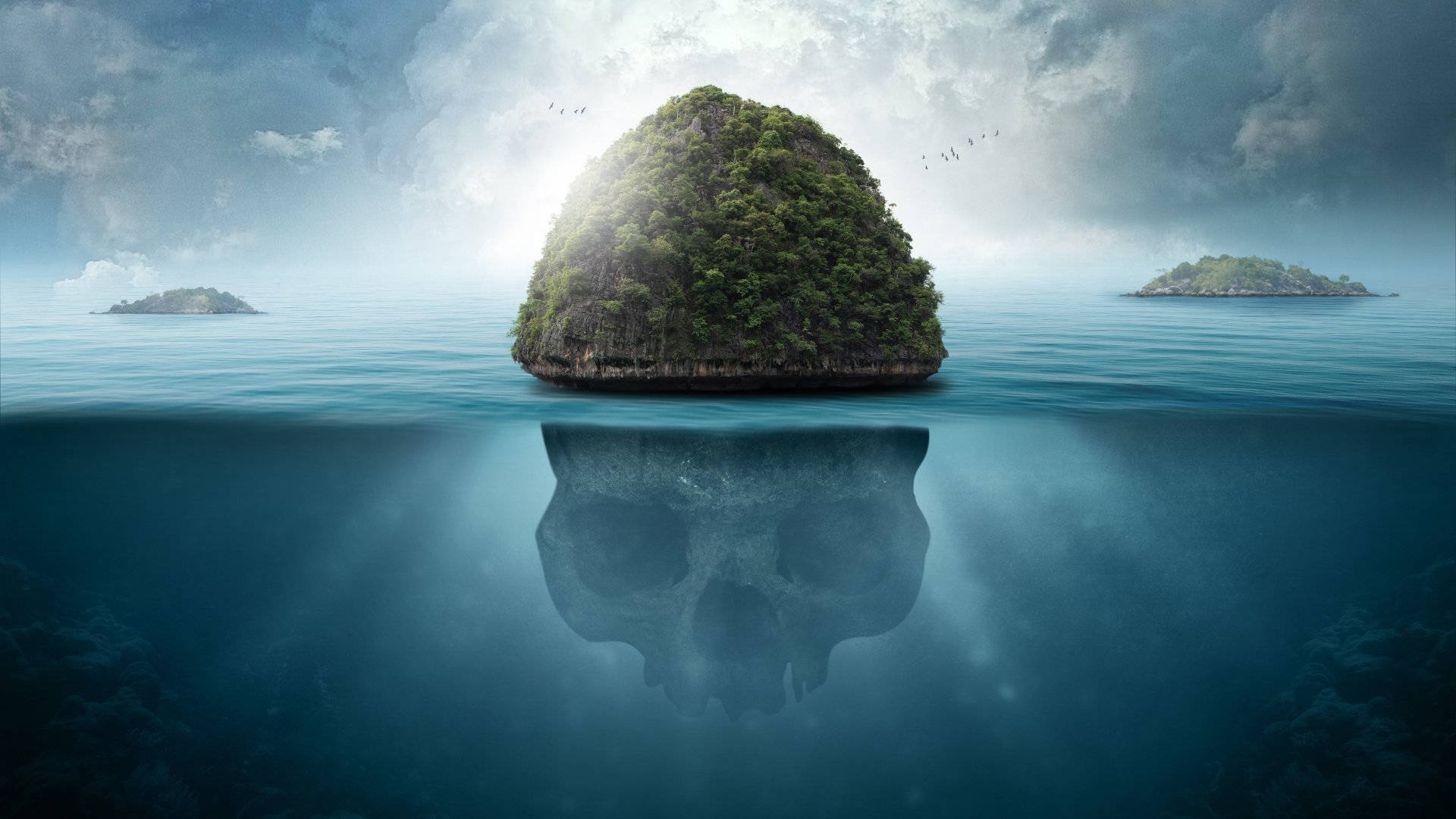 Submerged Skull Fantasy Island Background