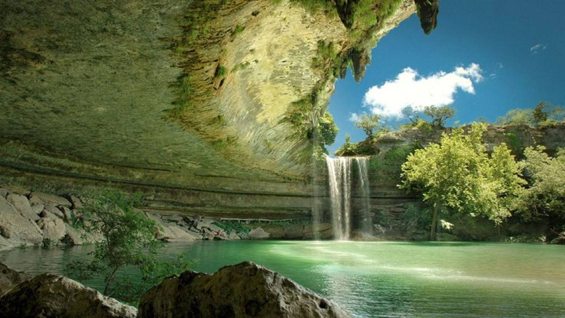 Subterranean Falls In The Caribbean Background