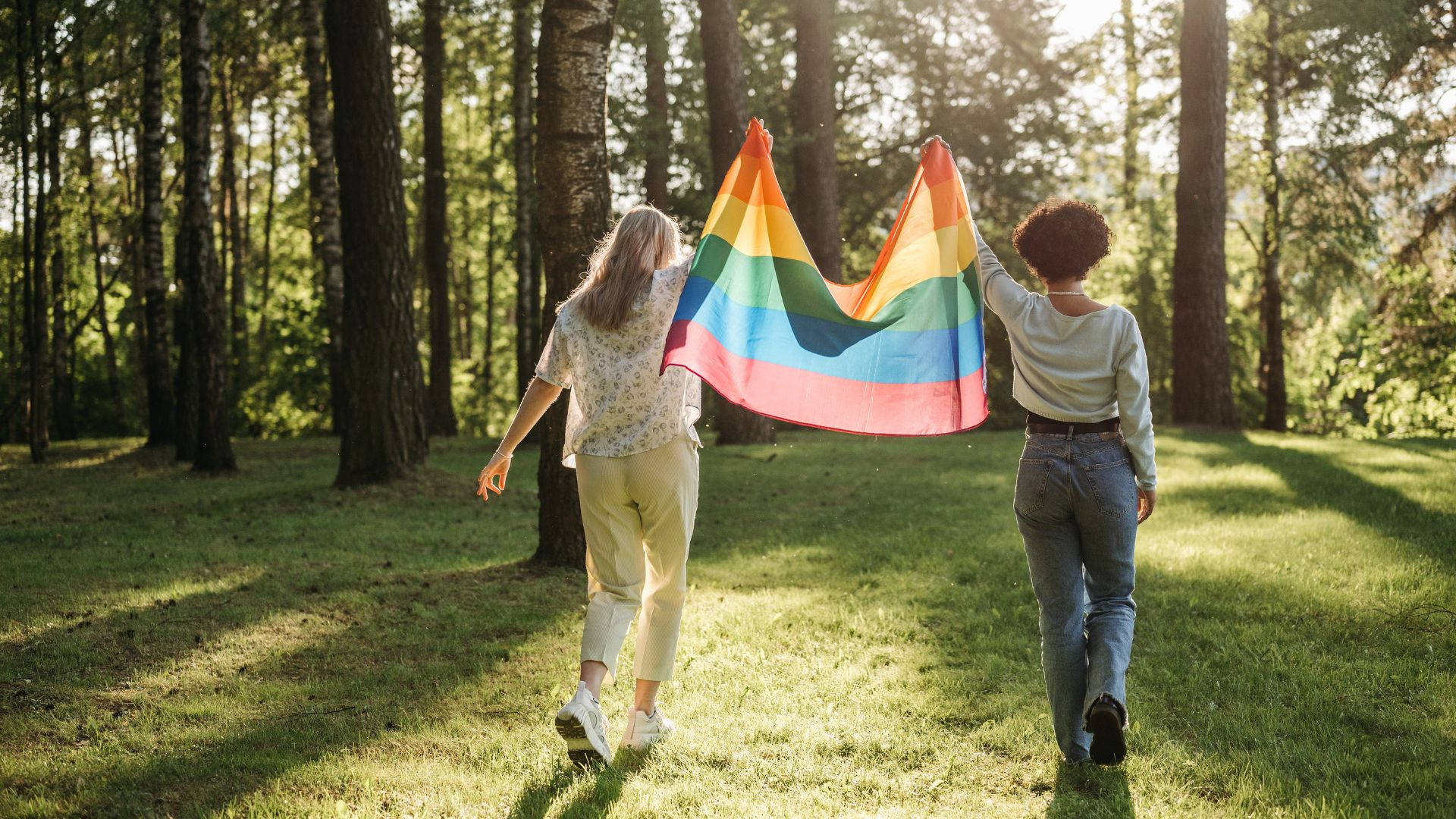 Subtle Lgbt Women Waving Flag Background