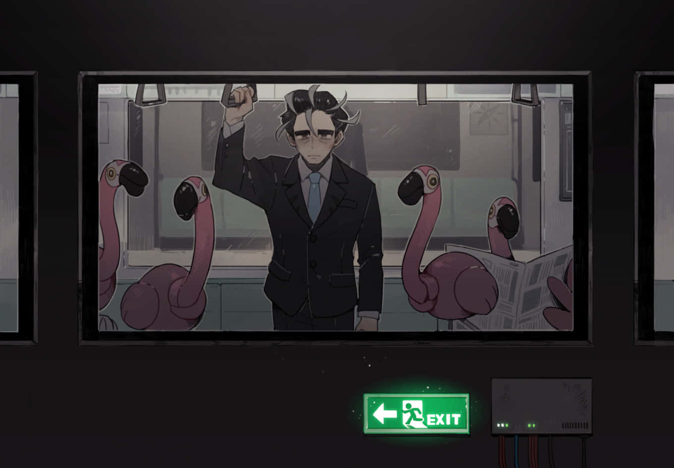Subway Flamingosand Businessman
