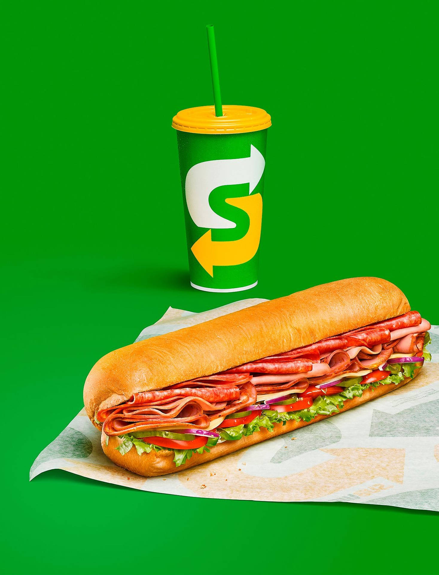 Subway Sandwich And Drink Background