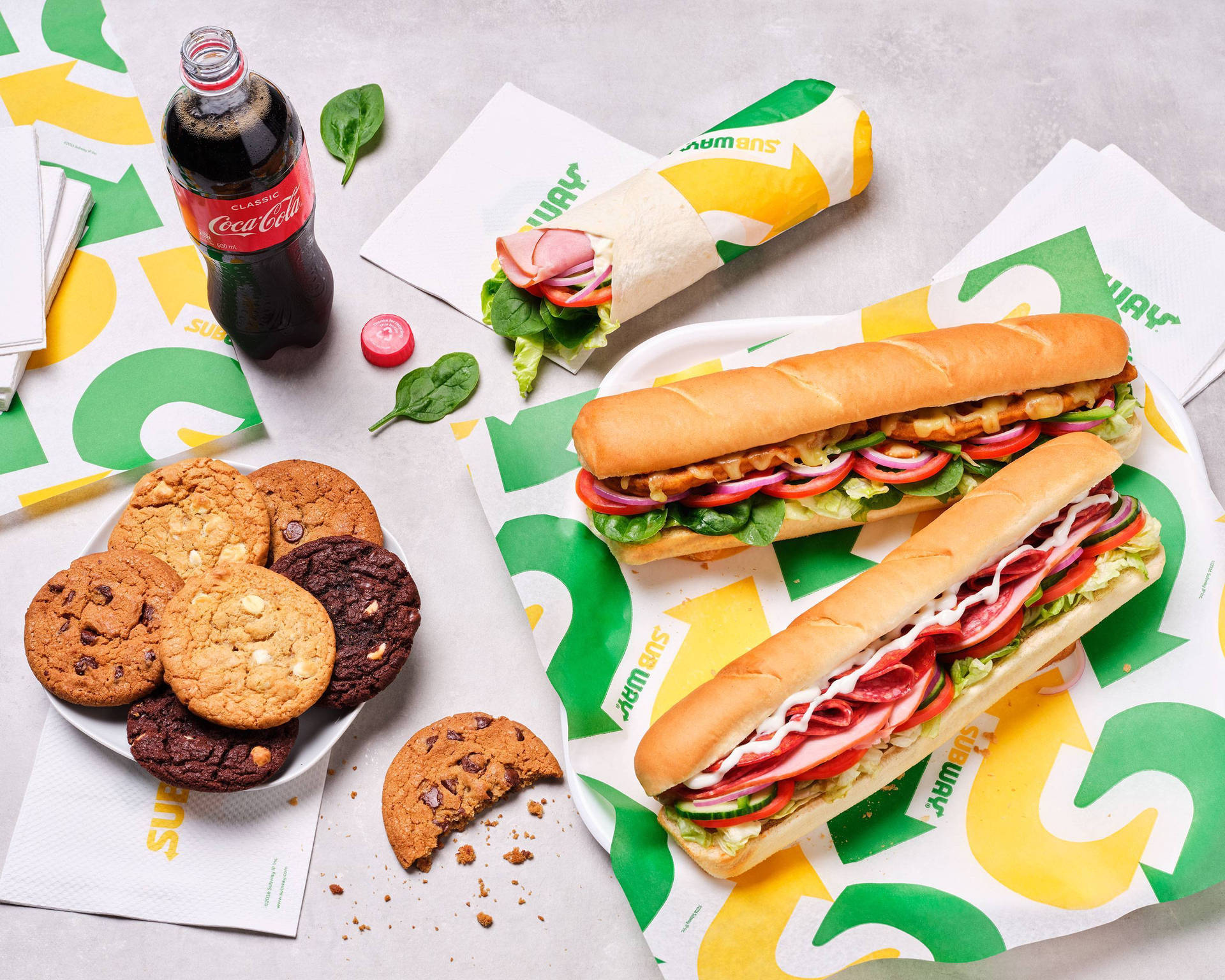 Subway Sandwiches And Cookies Background