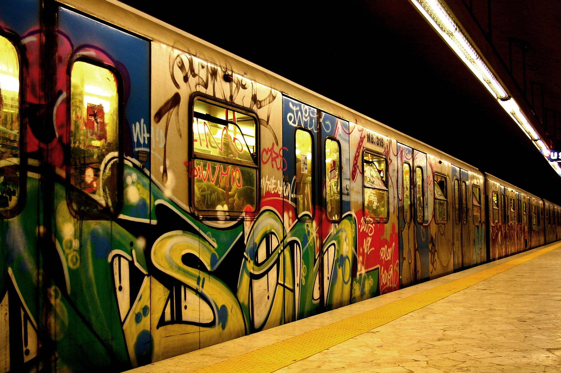 Subway Train Graffiti Art Background