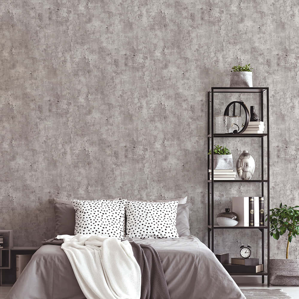 Succinct Bedroom Design Concrete Background