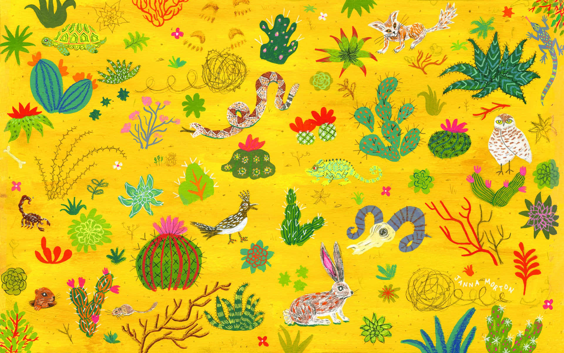 Succulents Doodle Tumblr Laptop Background