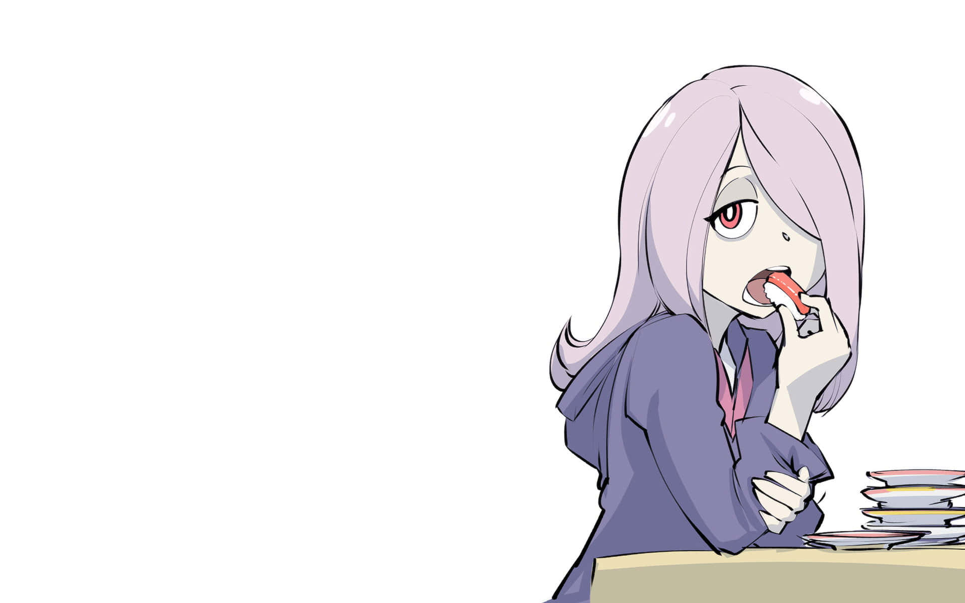 Sucy Eating Sushi Little Witch Academia Background