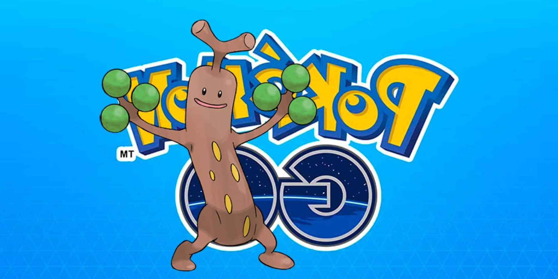 Sudowoodo Dancing In Front Of A Flipped Pokémon Go Logo