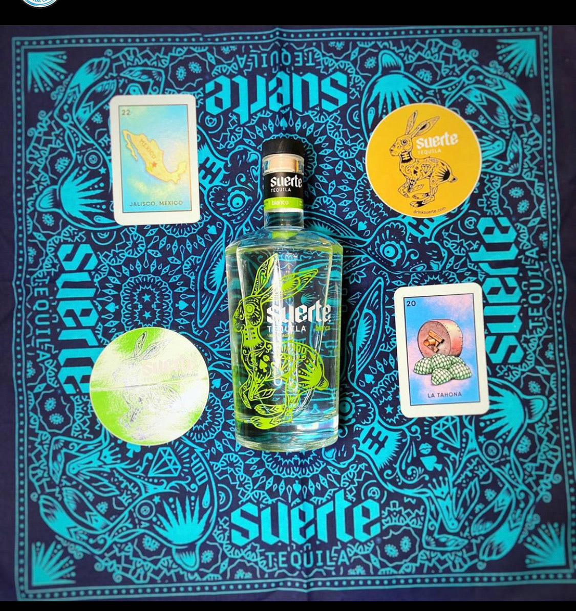 Suerte Tequila Brand Merchandise Background