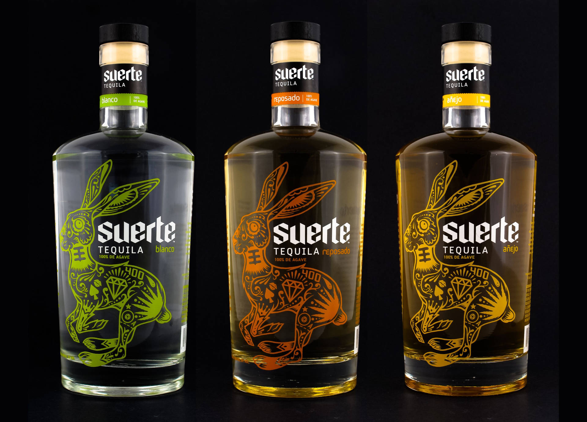 Suerte Tequila Elegant Bottles Background