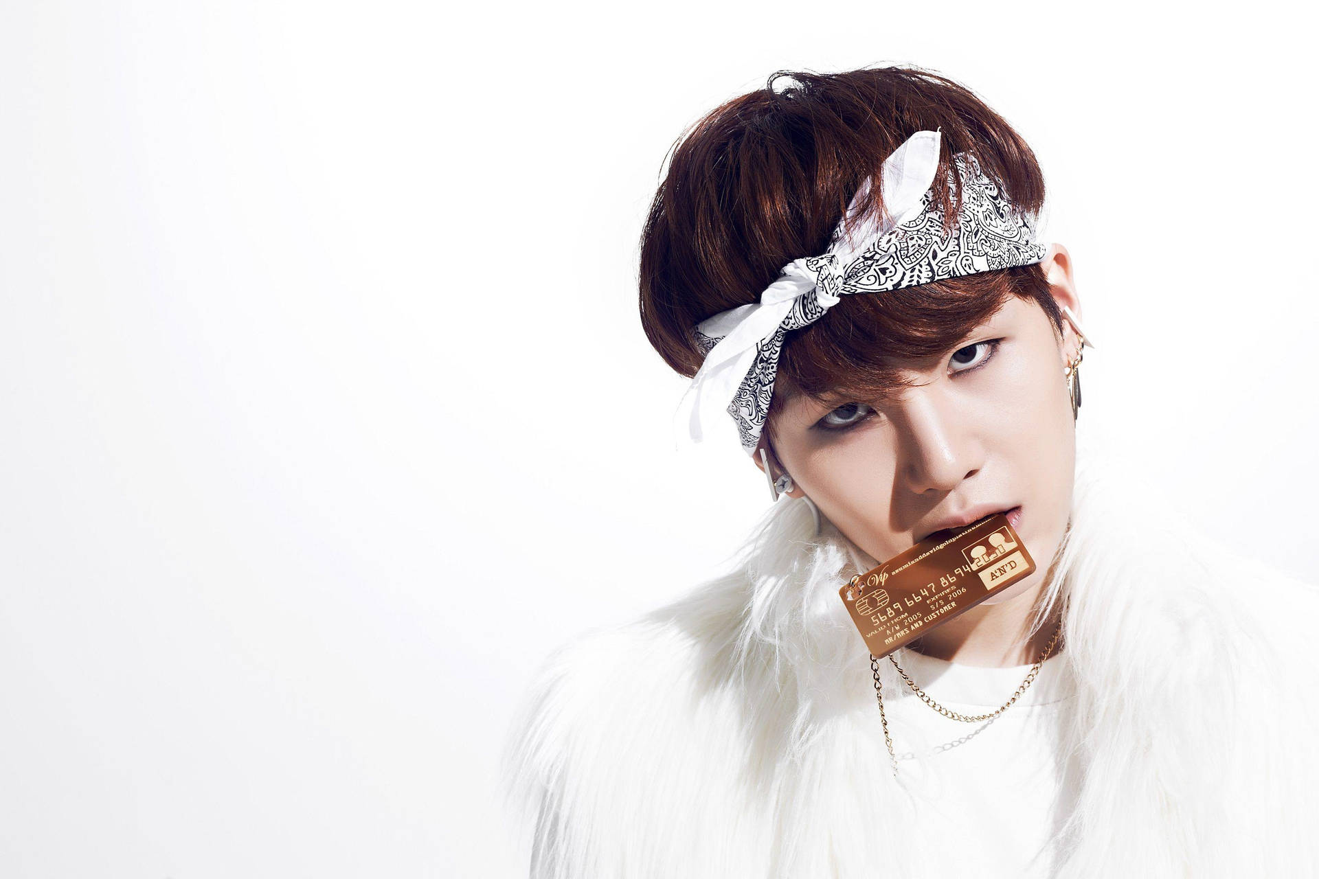 Suga Bts In White Outfit Background