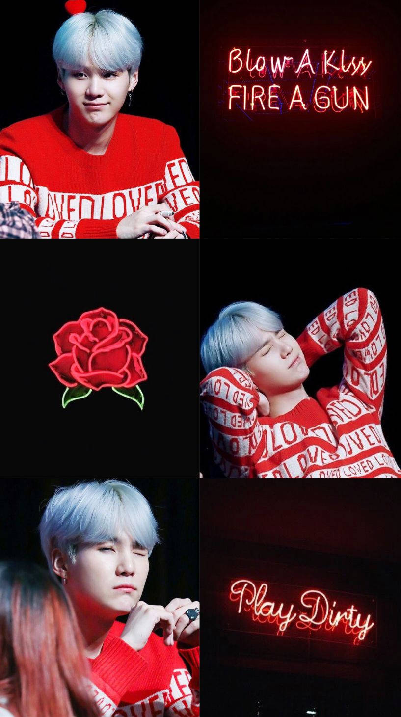 Suga Red Collage Background