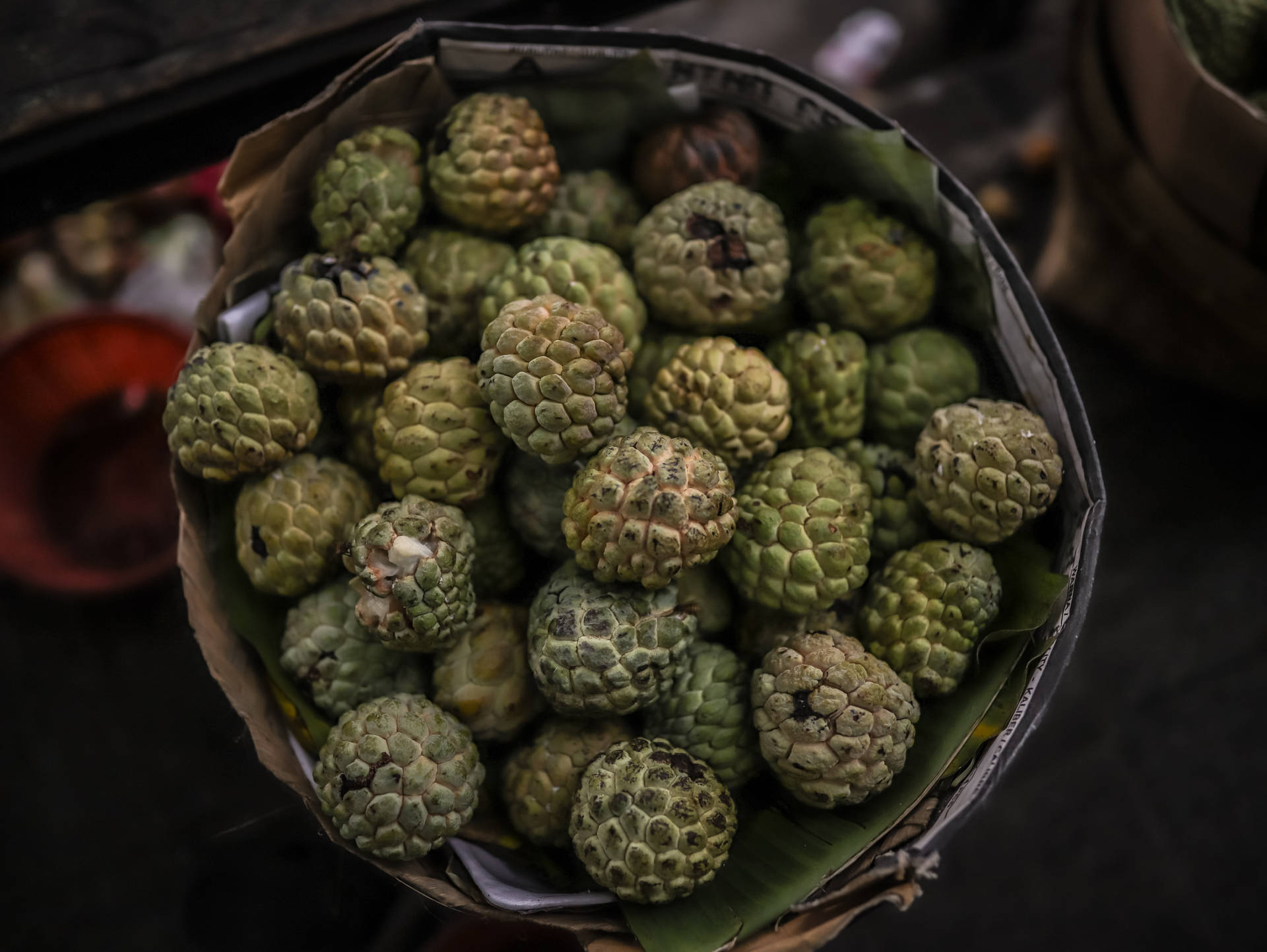 Sugar Apple In A Basket Background