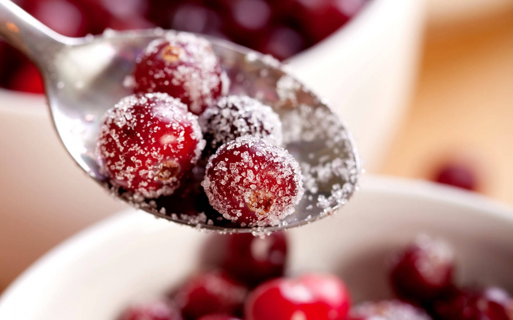 Sugar Coated Cranberries In Spoon