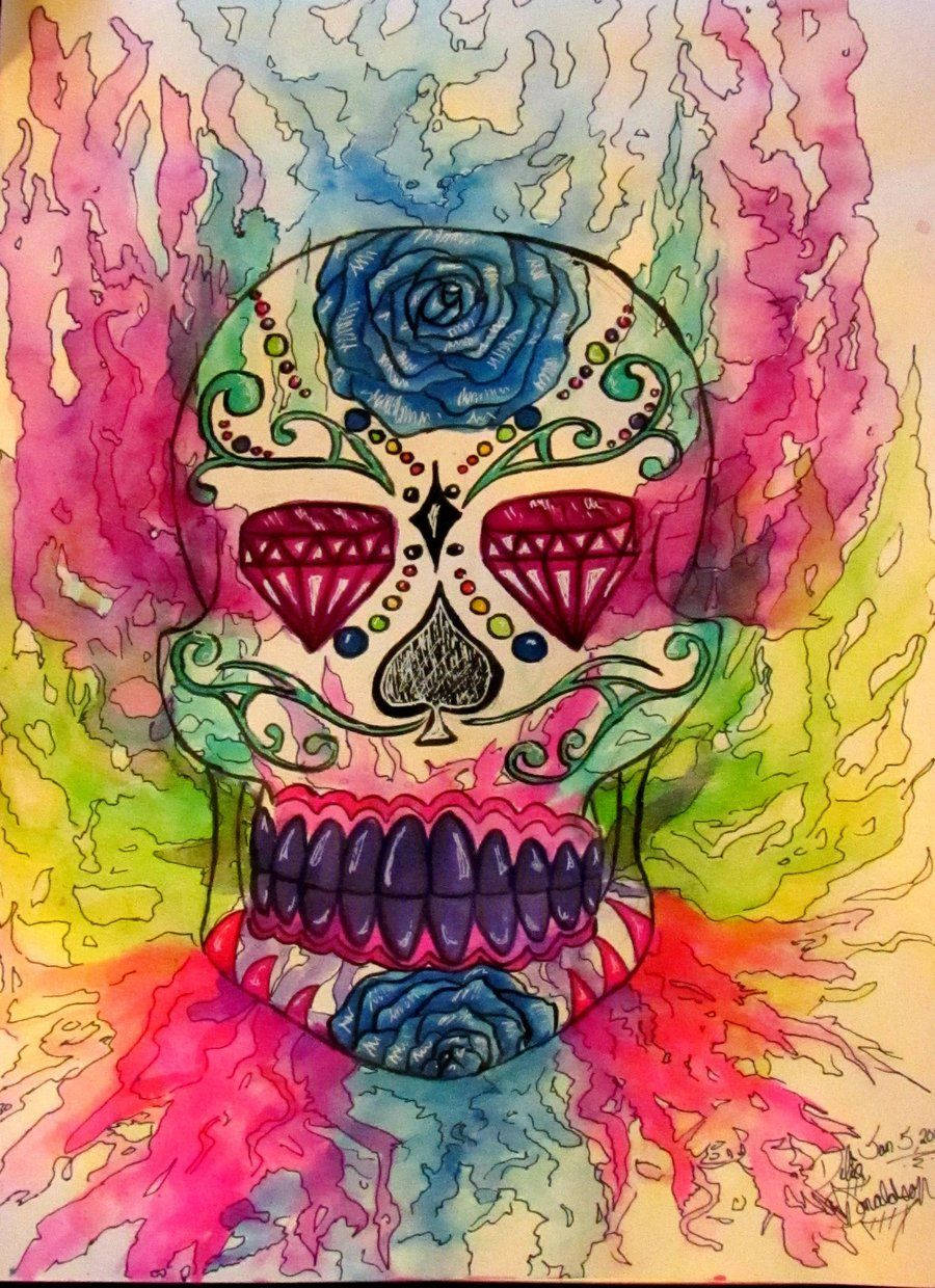 Sugar Skull Color Burst Design Background
