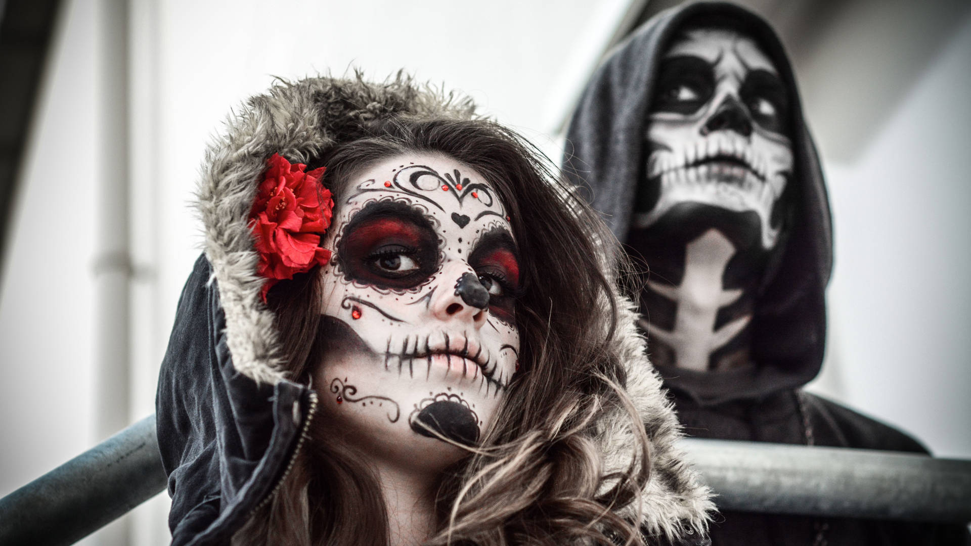Sugar Skull Couple Face Paint Background