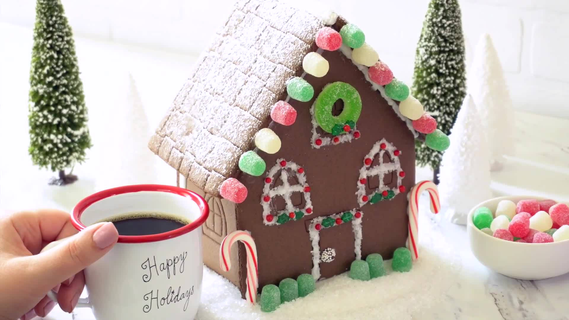 Sugary Gingerbread House Background