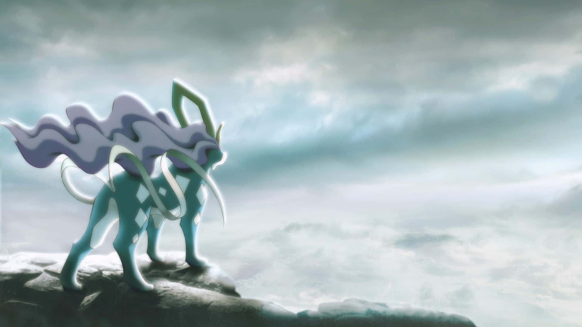 Suicune On Mountain Background