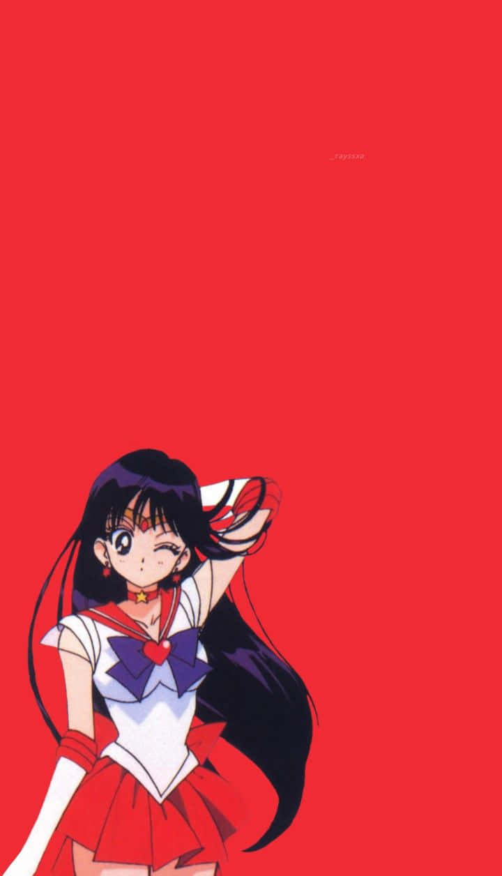 Suited Up And Ready To Fight, Sailor Mars Stars In This Epic Wallpaper. Background