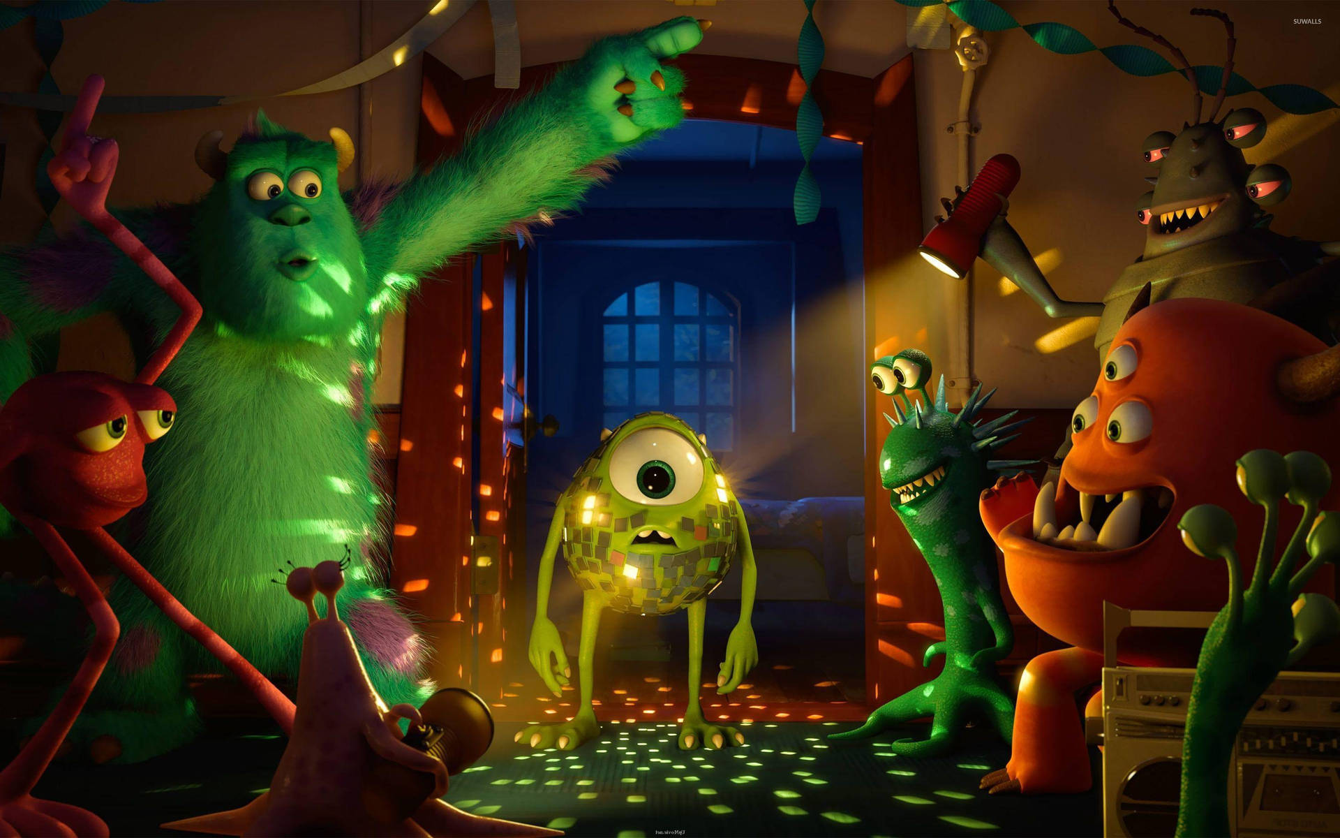 Sulley In A Monsters Party Background