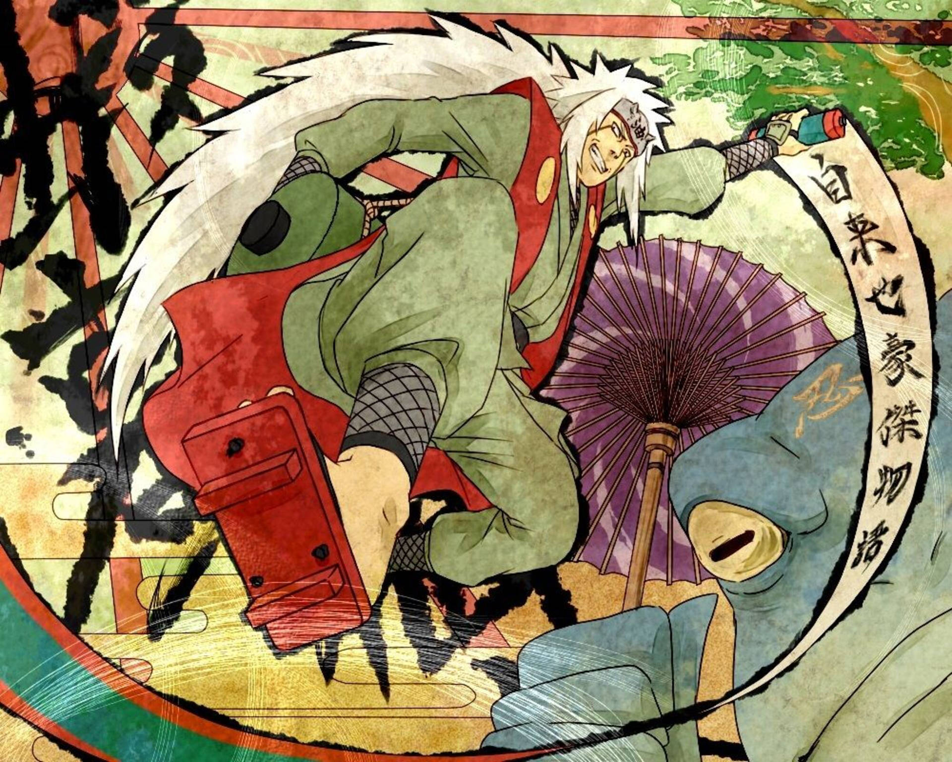 Sumi-e Style Jiraiya Art Background