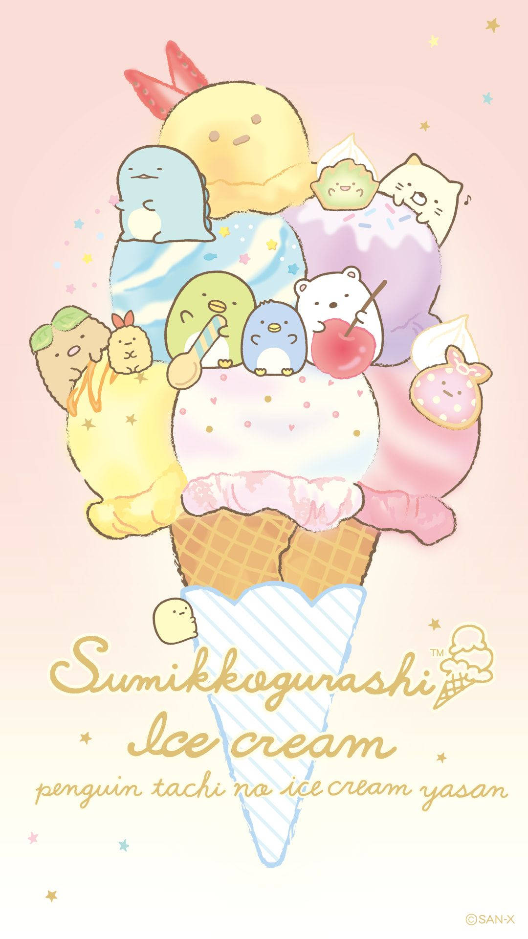 Sumikko Gurashi Cute Ice Cream Background