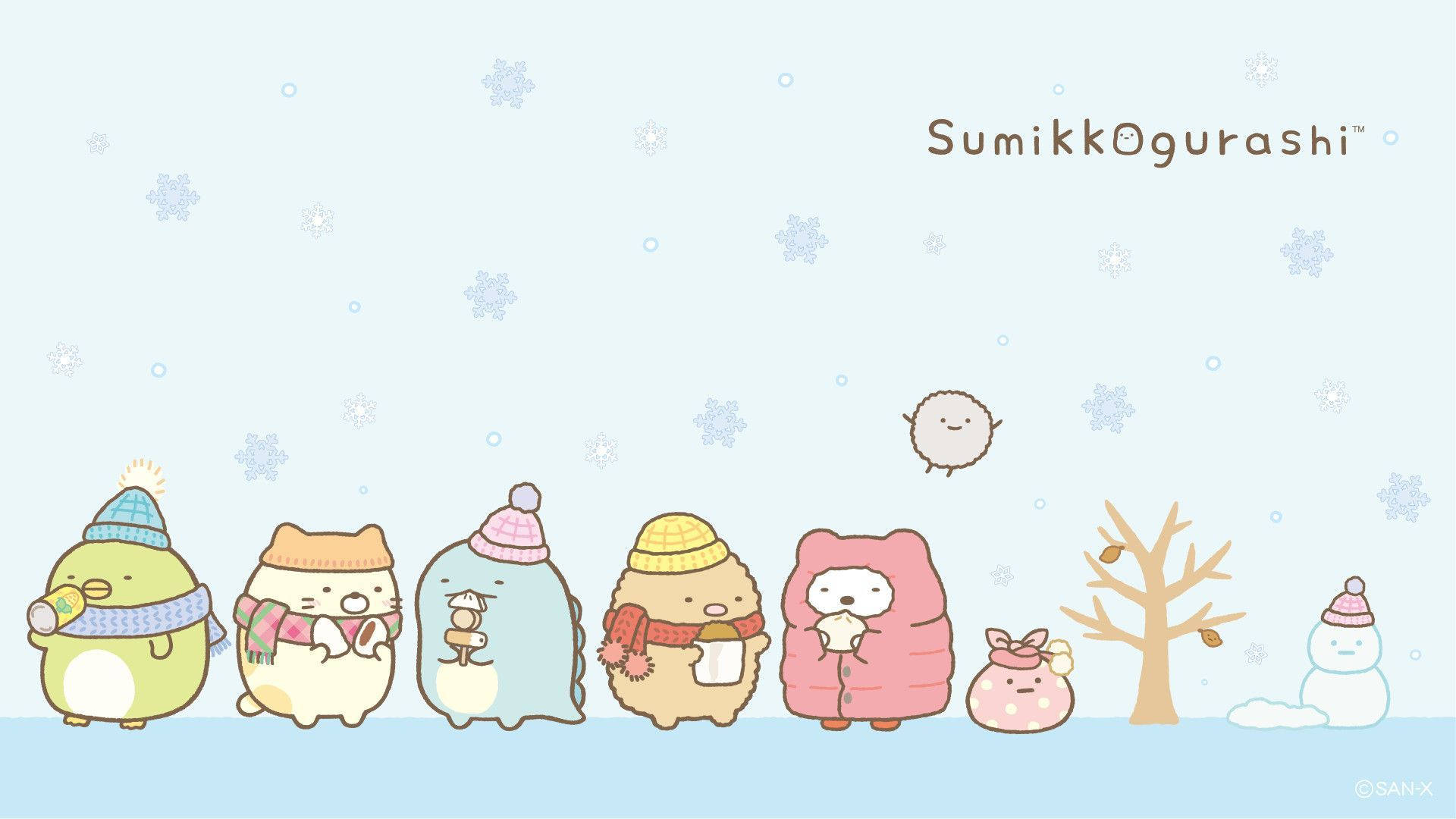 Sumikko Gurashi With Snowman Background