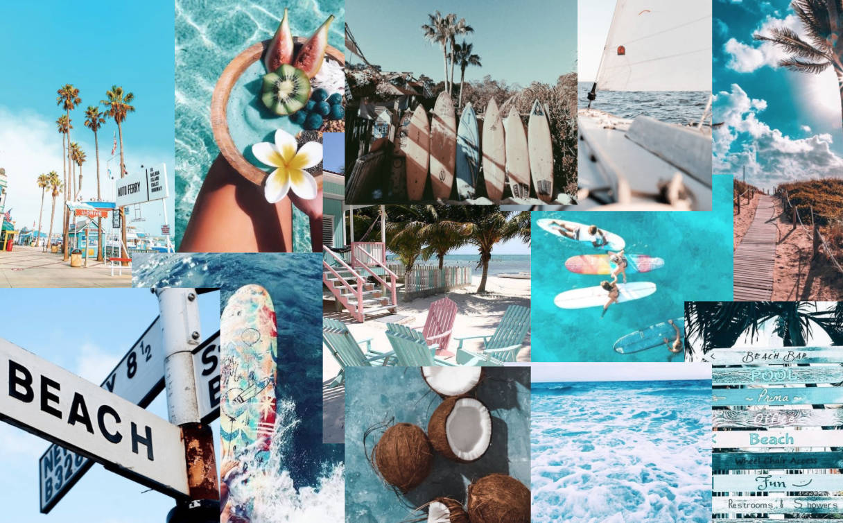 Summer Aesthetic Beach Collage Background
