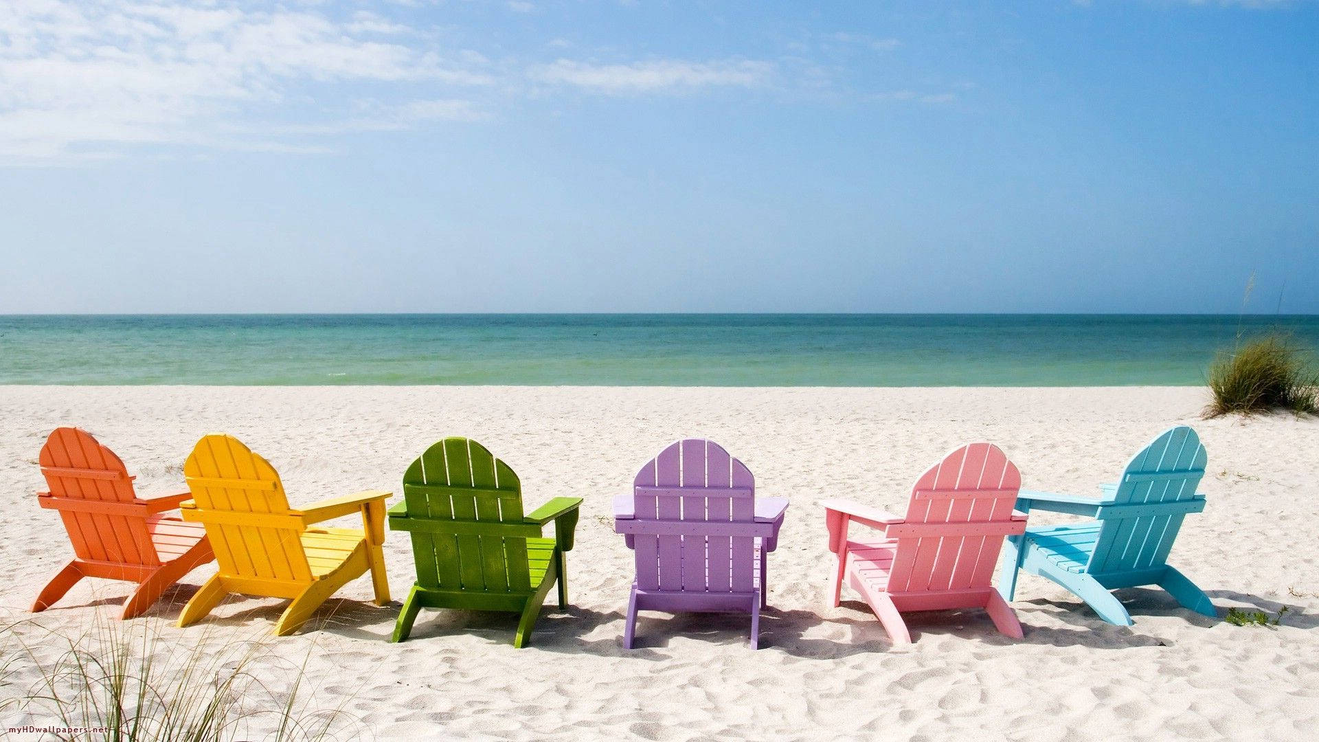 Summer Aesthetic Colorful Beach Chairs Background