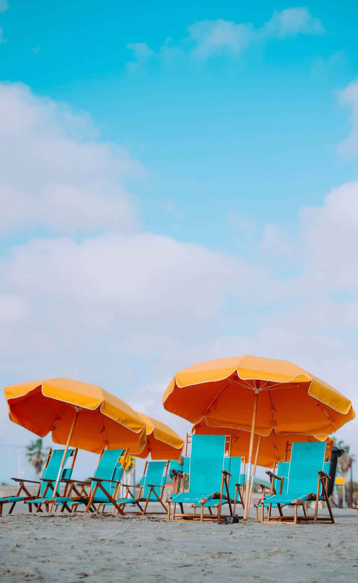 Summer Beach Iphone Orange Umbrellas Background