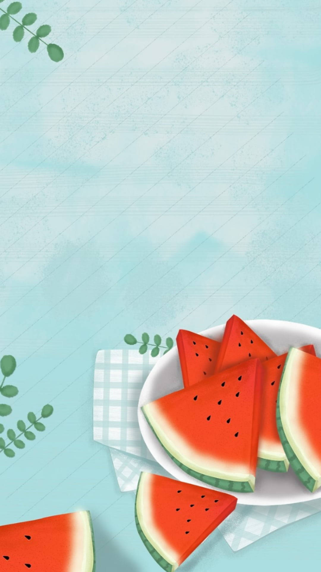 Summer Cute Watermelon Screen Art Background