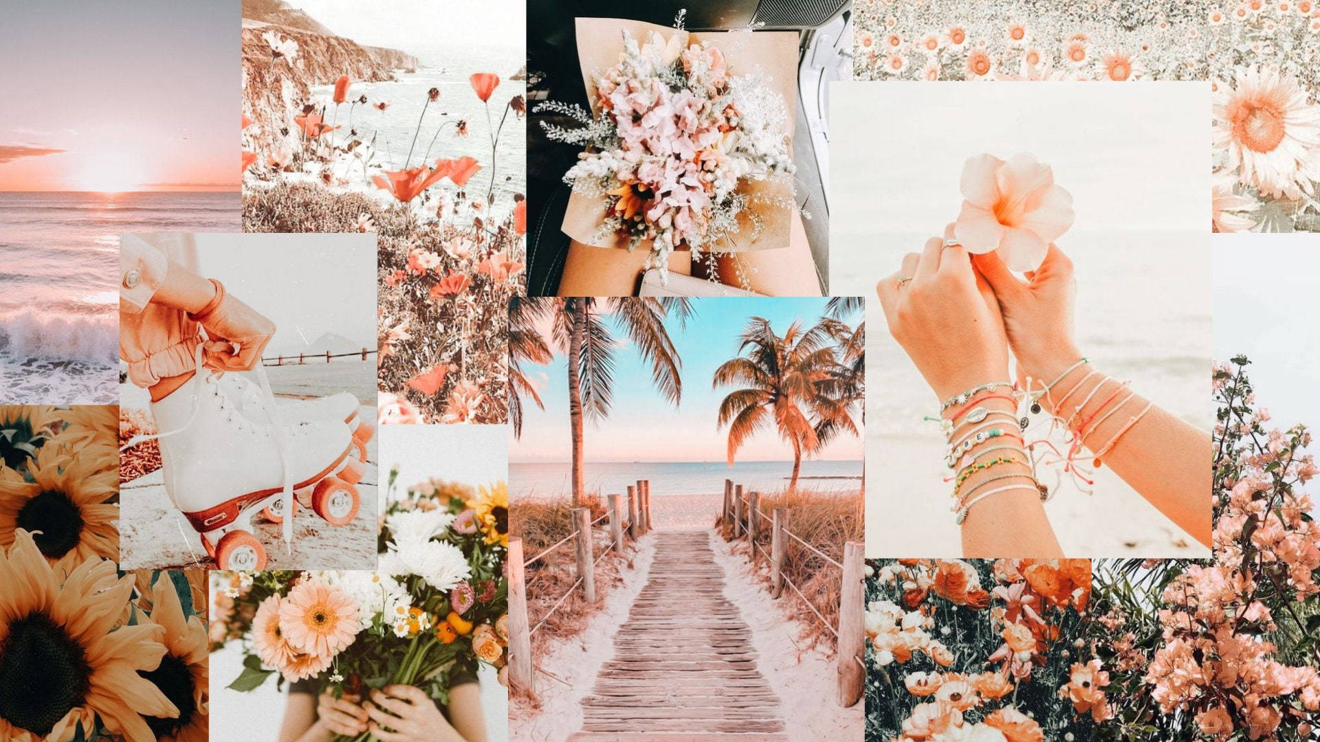 Summer Flower Collage Laptop Background